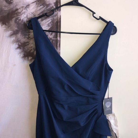 Vince Camuto Navy Blue Ruffled Formal Gown | Dress NWT - Picture 3 of 10